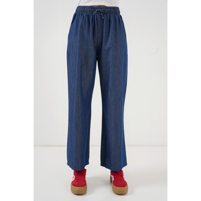 Kadın Rahat Kalıp Kot Pantolon 6707 - Lacivert