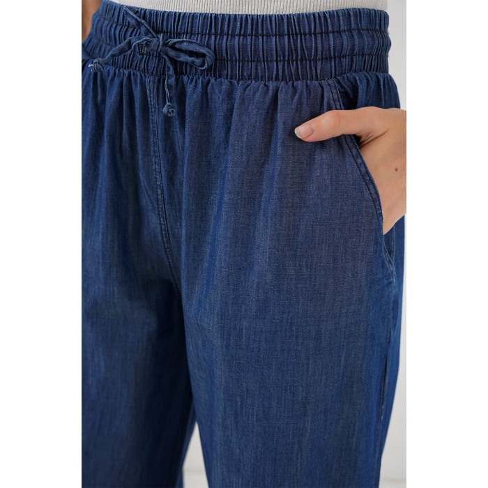 Kadın Rahat Kalıp Kot Pantolon 6707 - Lacivert