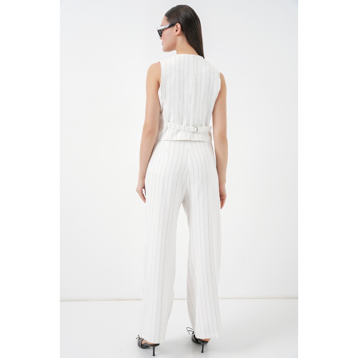 6709 Kadın Yelek Pantolon İkili Takım - B.Beyaz