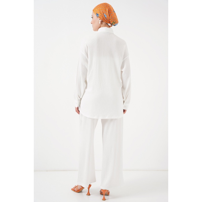 Kadın Örme Tesettür Alt Üst Takım 6711 - Beyaz