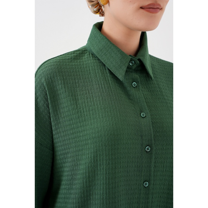 Kadın Örme Tesettür Alt Üst Takım 6711 - Zümrüt Yeşili