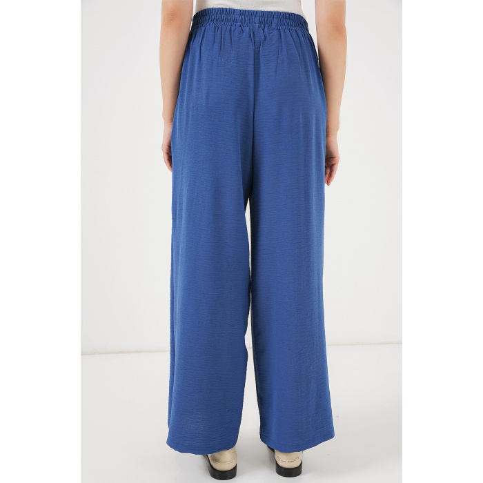 Kadın Geniş Paça Pileli Pantolon 6718 - İndigo