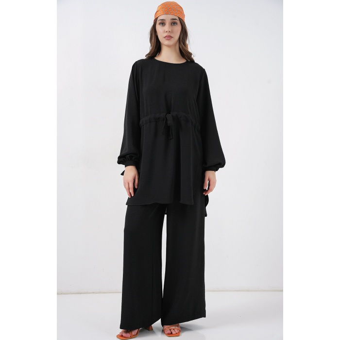 Kadın Uzun Tunik Pantolon İkili Takım 6719 - Siyah