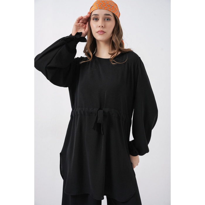 Kadın Uzun Tunik Pantolon İkili Takım 6719 - Siyah