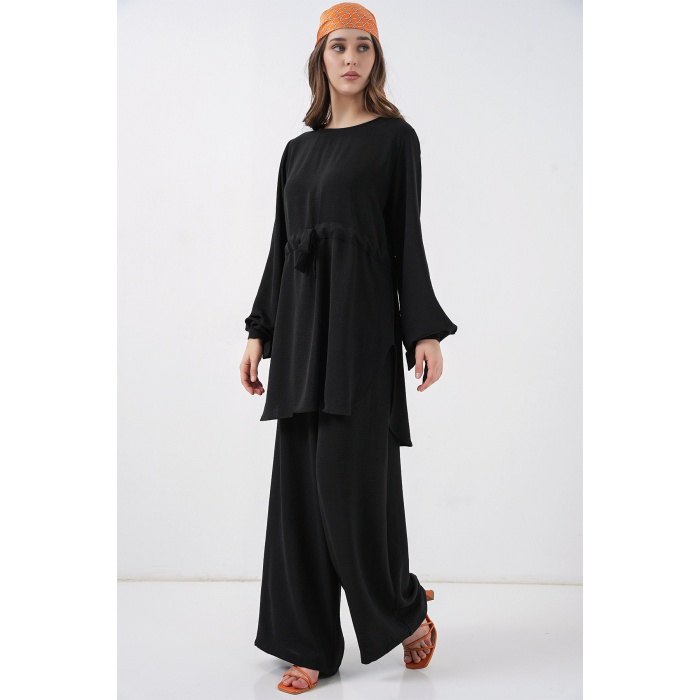 Kadın Uzun Tunik Pantolon İkili Takım 6719 - Siyah