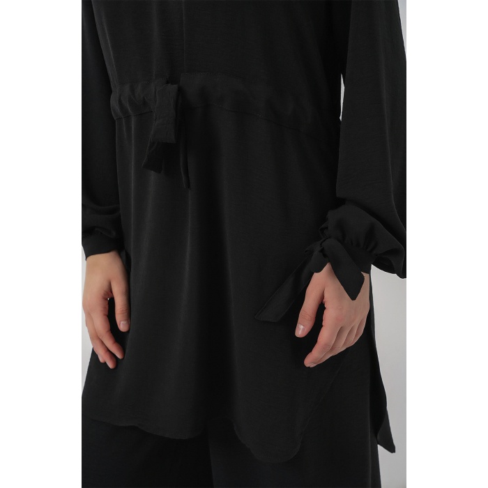 Kadın Uzun Tunik Pantolon İkili Takım 6719 - Siyah