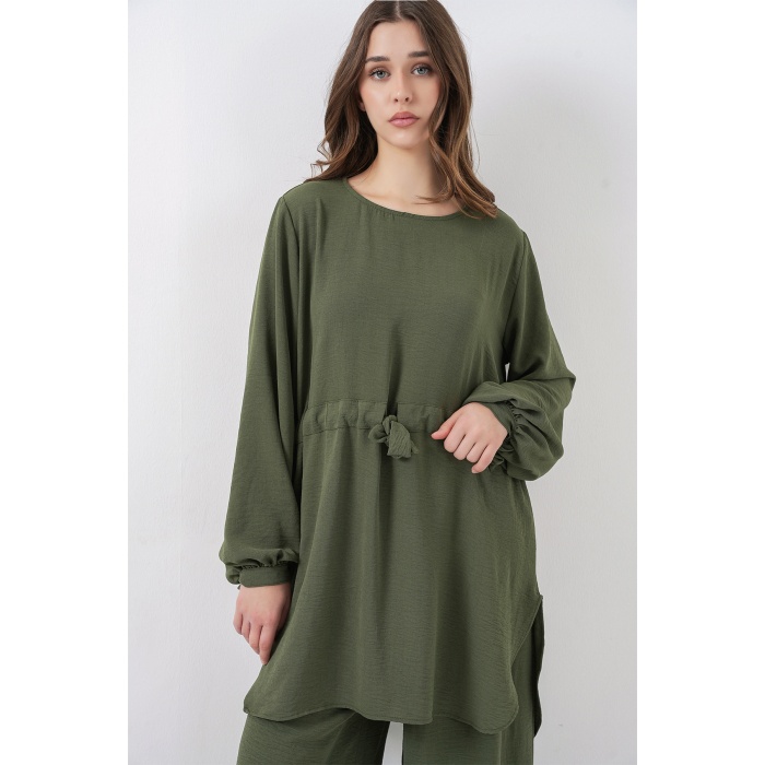 Kadın Uzun Tunik Pantolon İkili Takım 6719 - Haki