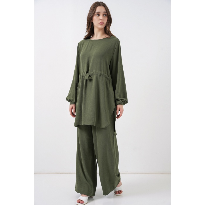 Kadın Uzun Tunik Pantolon İkili Takım 6719 - Haki