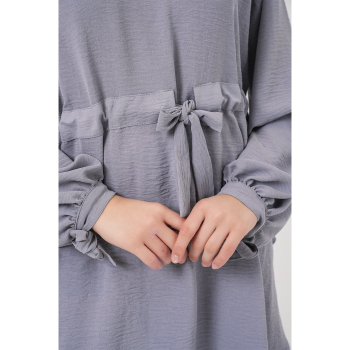 Kadın Uzun Tunik Pantolon İkili Takım 6719 - Gri