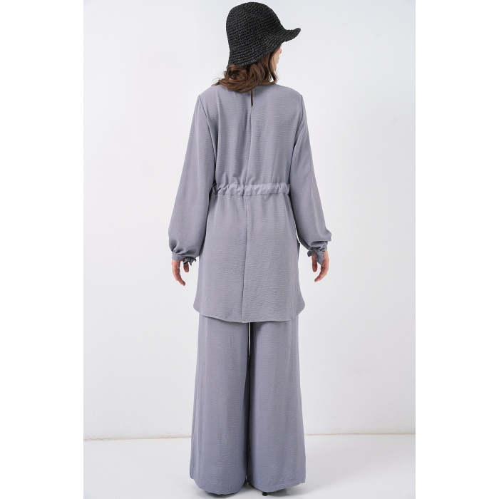 Kadın Uzun Tunik Pantolon İkili Takım 6719 - Gri