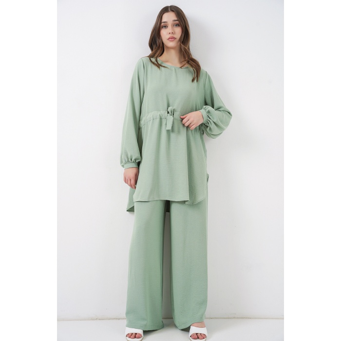 Kadın Uzun Tunik Pantolon İkili Takım 6719 - E.Yeşil