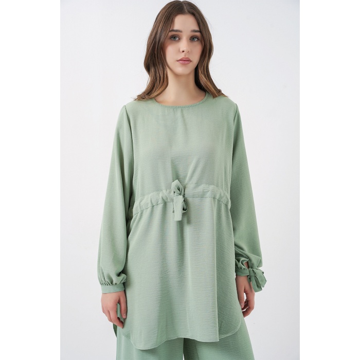 Kadın Uzun Tunik Pantolon İkili Takım 6719 - E.Yeşil