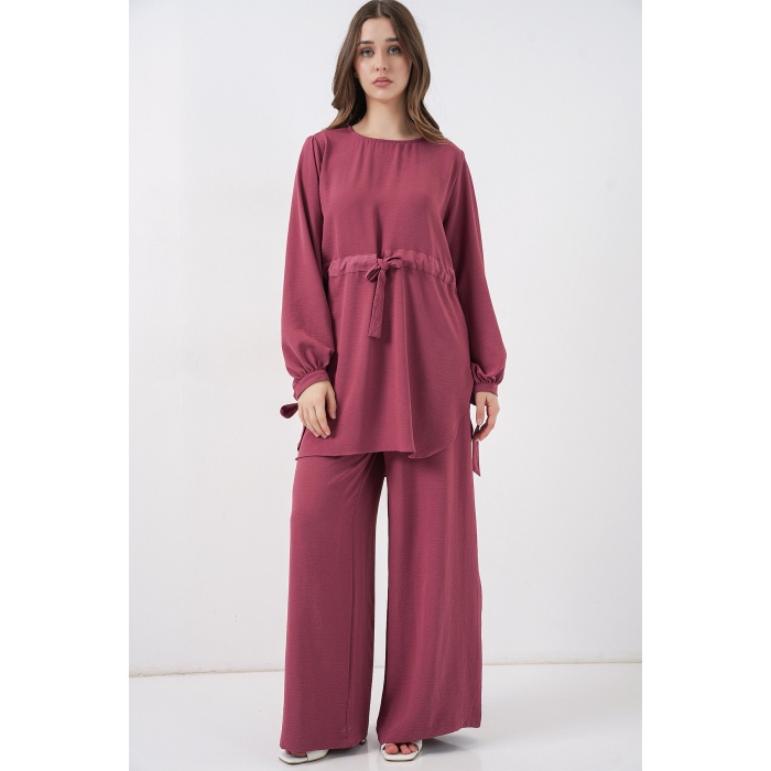 Kadın Uzun Tunik Pantolon İkili Takım 6719 - Gül Kurusu