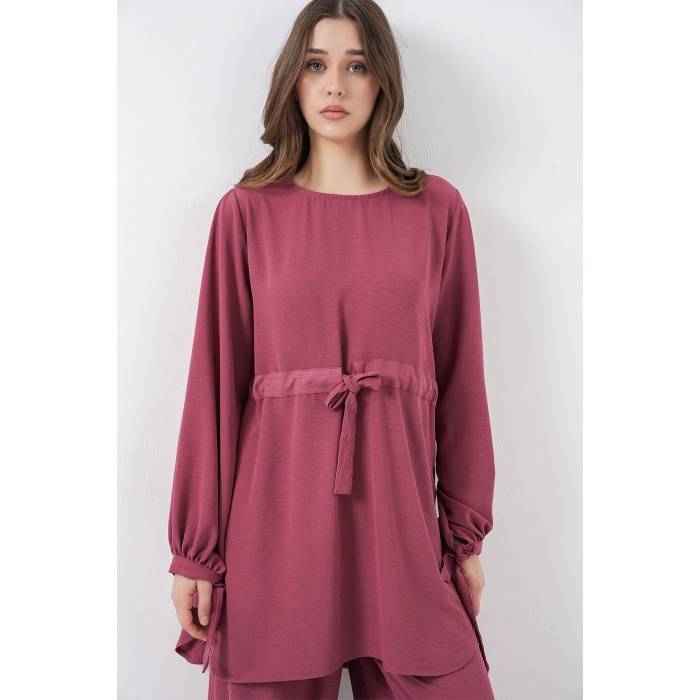 Kadın Uzun Tunik Pantolon İkili Takım 6719 - Gül Kurusu