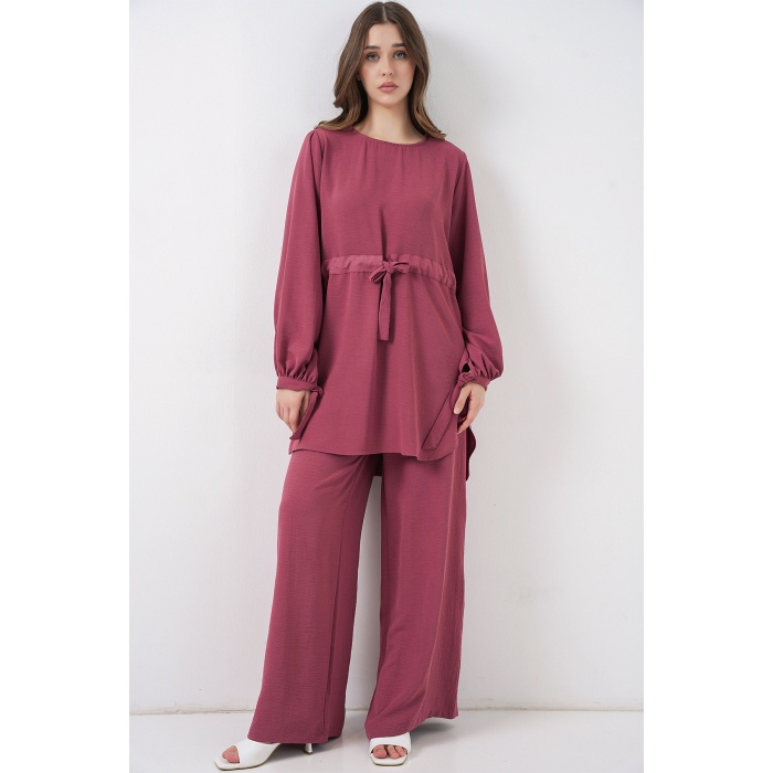 Kadın Uzun Tunik Pantolon İkili Takım 6719 - Gül Kurusu