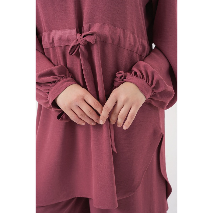 Kadın Uzun Tunik Pantolon İkili Takım 6719 - Gül Kurusu