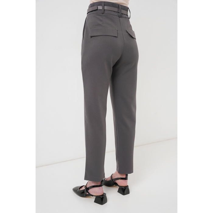 Kadın Pileli Kemerli Kumaş Pantolon 6725 - Antrasit