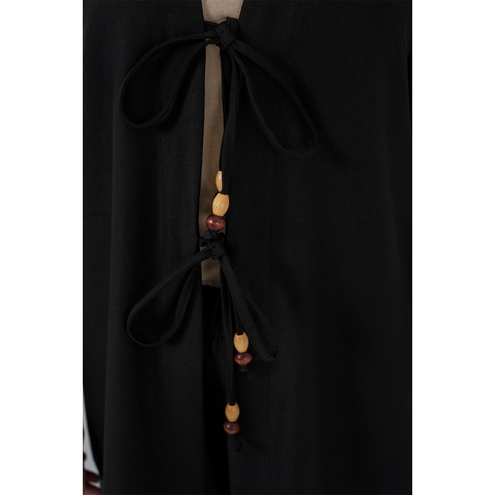 Kadın Keten Kimono İkili Takım 6727 - Siyah