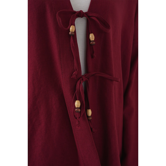 Kadın Keten Kimono İkili Takım 6727 - Bordo