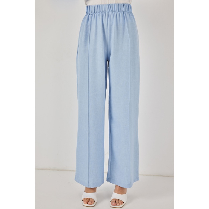 Kadın Keten Kimono İkili Takım 6727 - Mavi