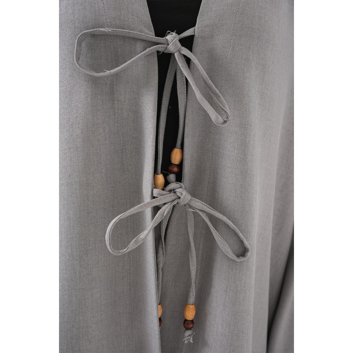 Kadın Keten Kimono İkili Takım 6727 - Gri
