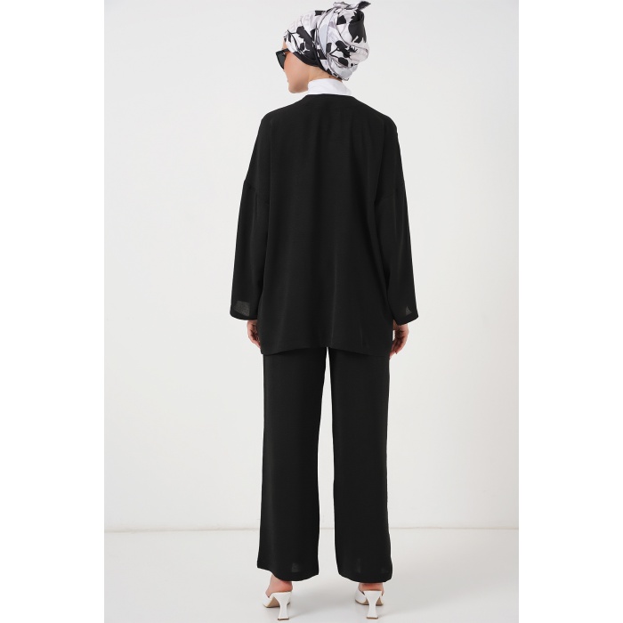 Kadın Ayrobin Kimono Pantolon İkili Takım 6739 - Siyah