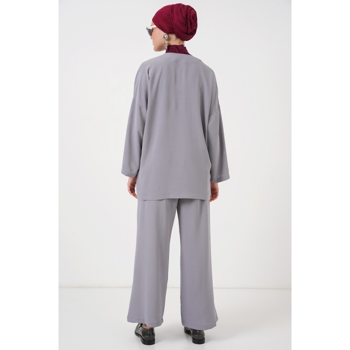 Kadın Ayrobin Kimono Pantolon İkili Takım 6739 - Gri