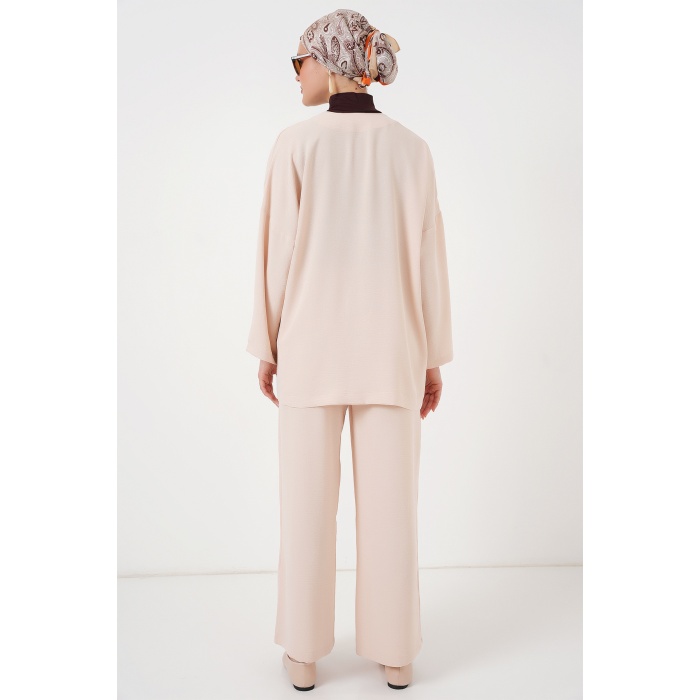 Kadın Ayrobin Kimono Pantolon İkili Takım 6739 - Krem