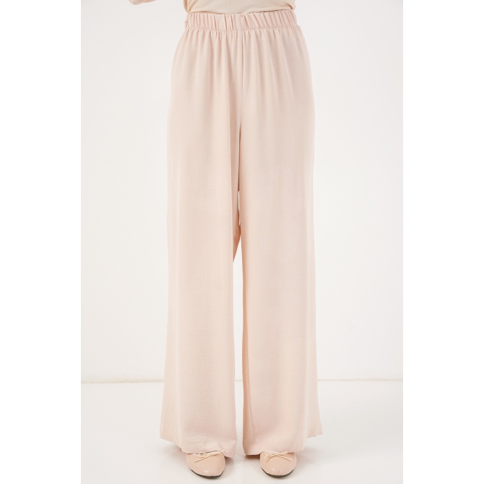 Kadın Önü Bağcıklı Tunik Pantolon İkili Takım 6744 - Krem