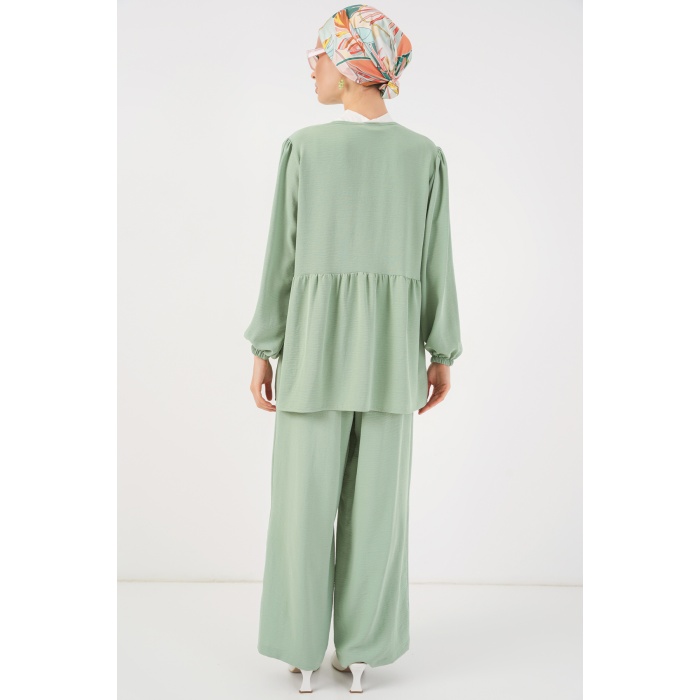 Kadın Önü Bağcıklı Tunik Pantolon İkili Takım 6744 - Mint