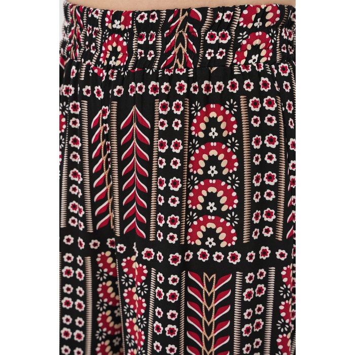 Kadın Desenli Viskon Pantolon 6749 - Siyah
