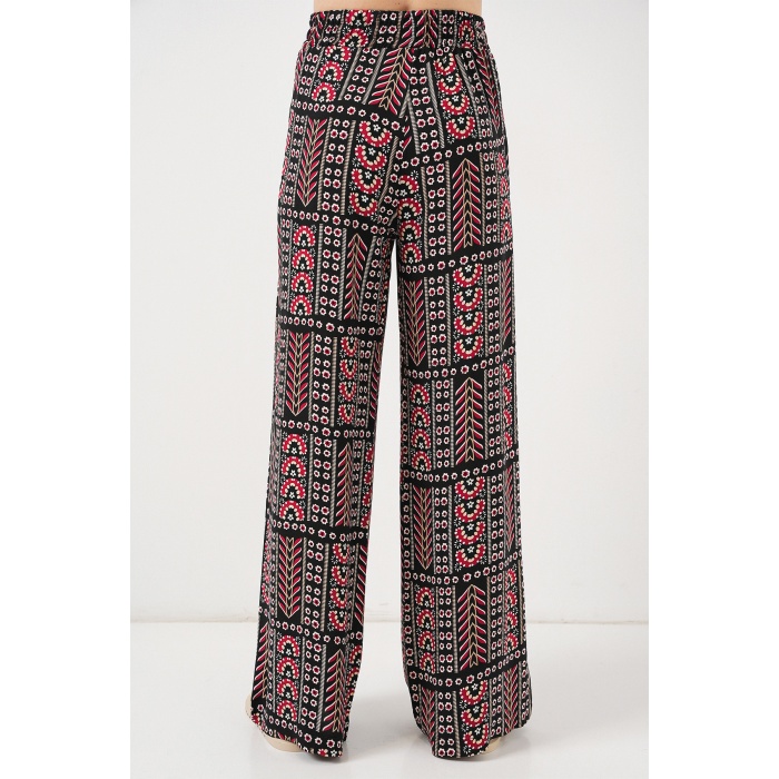 Kadın Desenli Viskon Pantolon 6749 - Siyah