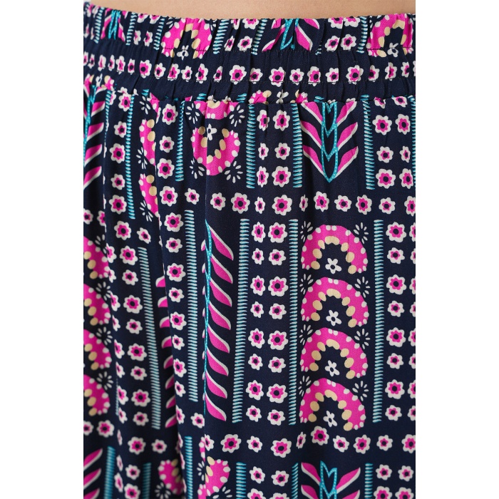 Kadın Desenli Viskon Pantolon 6749 - Lacivert