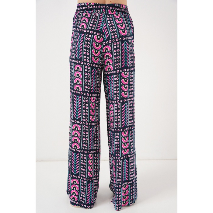 Kadın Desenli Viskon Pantolon 6749 - Lacivert