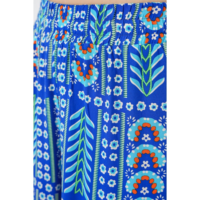 Kadın Desenli Viskon Pantolon 6749 - Saks
