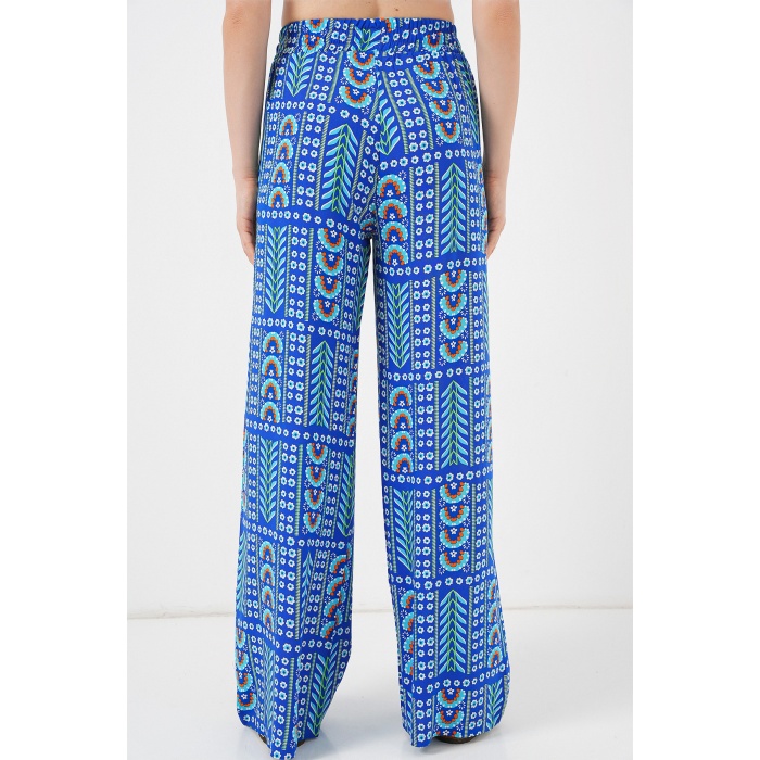 Kadın Desenli Viskon Pantolon 6749 - Saks