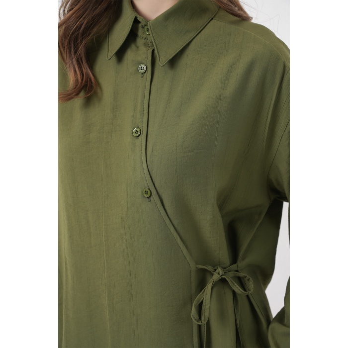 Kadın Bağcıklı Tunik Pantolon İkili Takım 6752 - Haki