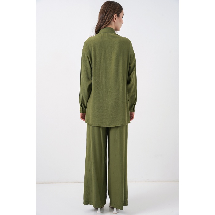 Kadın Bağcıklı Tunik Pantolon İkili Takım 6752 - Haki