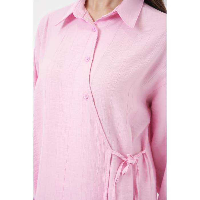 Kadın Bağcıklı Tunik Pantolon İkili Takım 6752 - Pudra