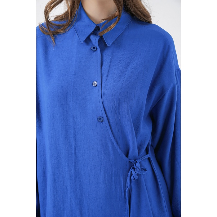 Kadın Bağcıklı Tunik Pantolon İkili Takım 6752 - Saks