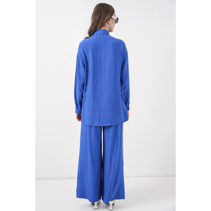 Kadın Bağcıklı Tunik Pantolon İkili Takım 6752 - Saks