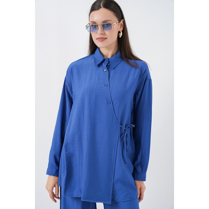 Kadın Bağcıklı Tunik Pantolon İkili Takım 6752 - İndigo