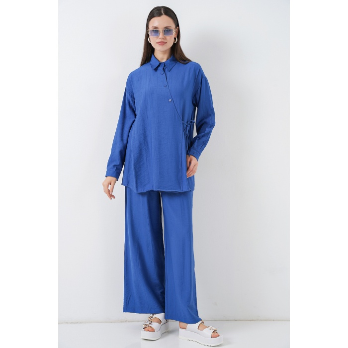 Kadın Bağcıklı Tunik Pantolon İkili Takım 6752 - İndigo