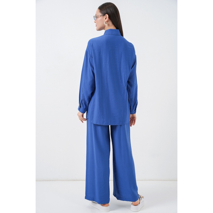 Kadın Bağcıklı Tunik Pantolon İkili Takım 6752 - İndigo