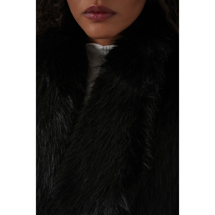 6804 Kadın Kürklü Yelek - Siyah