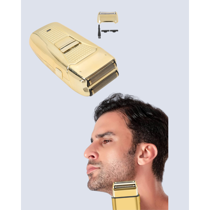 Çift Başlık ve Favori Şekillendirme Özellikli Altın Renk Tıraş Makinesi
