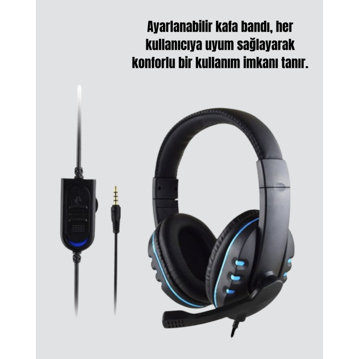 Ayarlanabilir Kafa Bandı ve Mikrofonlu Kulaklık – Oyun ve Müzik İçin İdeal