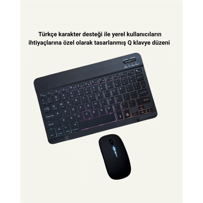 Tüm Cihazlarla Uyumlu RGB Işıklı Kablosuz Klavye ve Mouse Seti