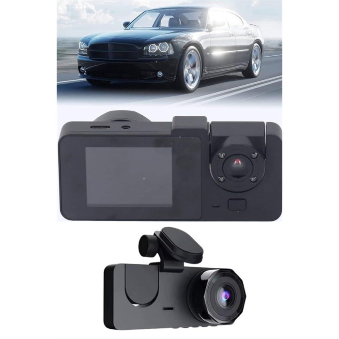 Araç İçi Dikiz Kamerası Sürüş Kaydedici 3 Lensli DVR Kamera