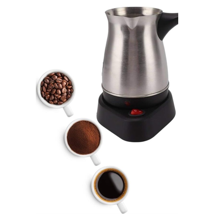 Elektrikli Cezve 800 Watt Paslanmaz Çelik Türk Kahve Makinesi Saplı